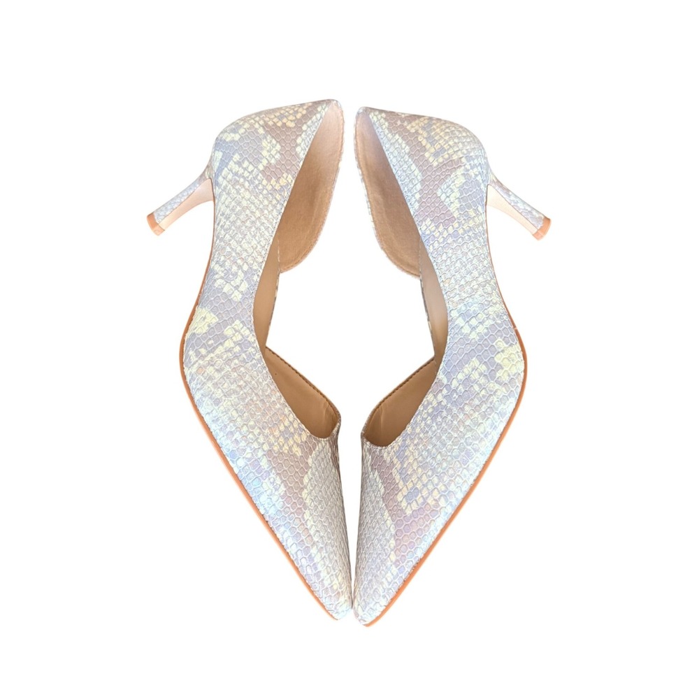 Naturalizer 27 Edit Faith Blue Iridescent Snakeskin d'Orsay Kitten Heels 7.5M